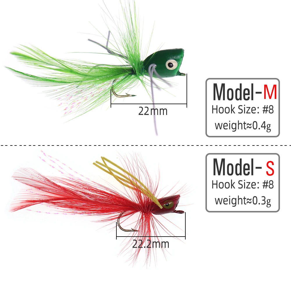 Wifreo-SEÑUELOS artificiales de pesca con mosca Topwater, Kit de anzuelos artificiales para lubina, moscas secas flotantes - imagen 4