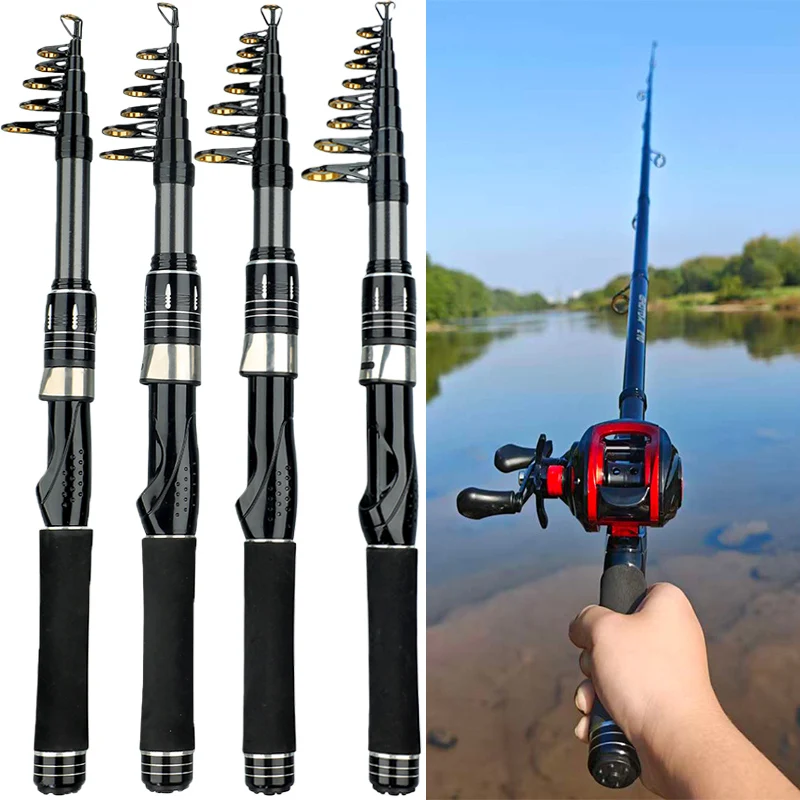 Caña de pescar de mar corta portátil telescópica y carrete Combo 7,2: 1 relación de engranaje rueda de Baitcasting caña de surf de viaje giratoria