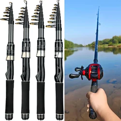 Caña de pescar de mar corta portátil telescópica y carrete Combo 7,2: 1 relación de engranaje rueda de Baitcasting caña de surf de viaje giratoria