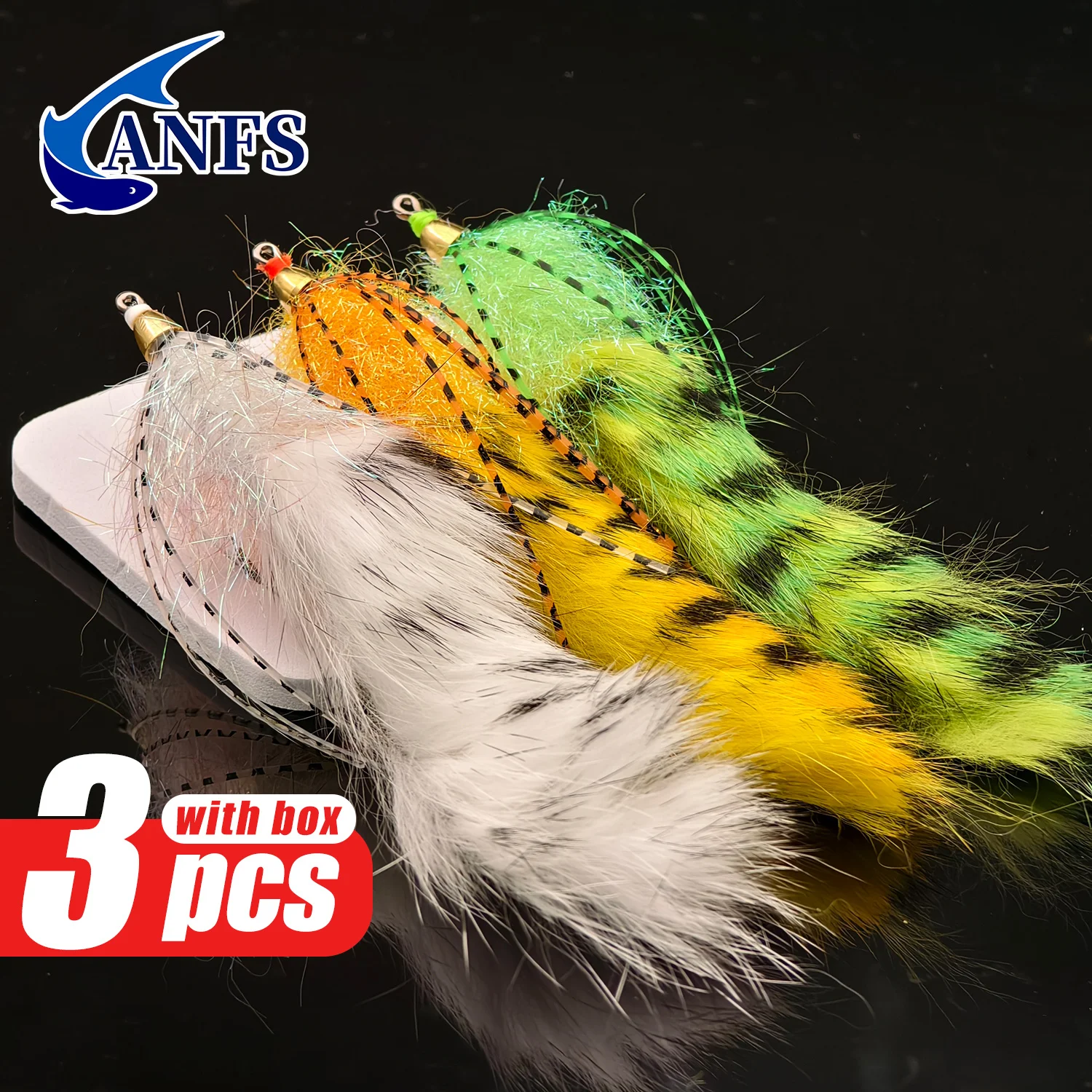 ANFS 3 uds Big Zonker Strip Streamer Fly Zonker Streamer Fly Big Zonker Strip pesca en agua salada Streamer Fly Bass Pike Trota