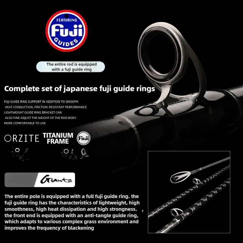 Piezas JINTU FUJI, caña de pescar con señuelo de fundición de carbono XH, caña de tiro largo para caña de cabeza de serpiente, caña de bagre de agua dulce, 2,1 m2,28 m2,4 m - imagen 3