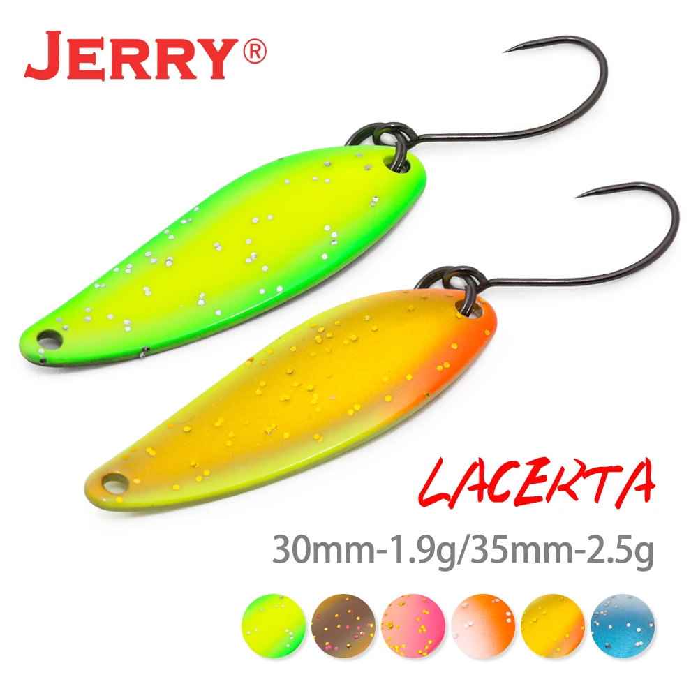 Jerry Lacerta-señuelos tipo cuchara giratoria para pesca, 1,9g, 2,5g, Aera, trucha, Trolling, anzuelos individuales, Micro señuelos duros