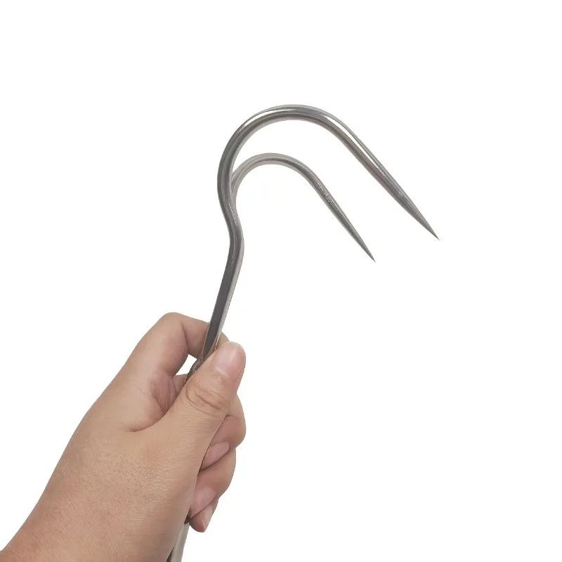Gancho Gaff de doble cabezal de acero inoxidable, herramienta de pesca en hielo, cabezal de una sola/doble punta, herramienta de pesca salvaje esencial para playa, 1 ud. - imagen 3