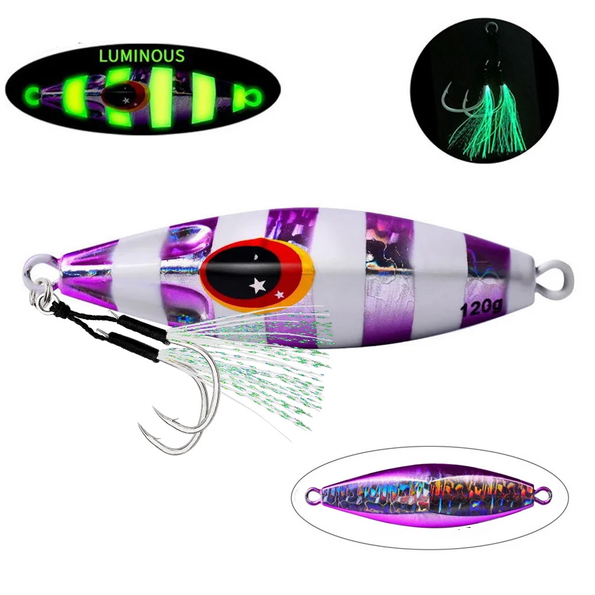 Señuelo de pesca con plantilla de Metal brillante, cebo de mar biónico con acción realista, plantilla duradera de paso lento para atrapar la noche, 1 Uds.