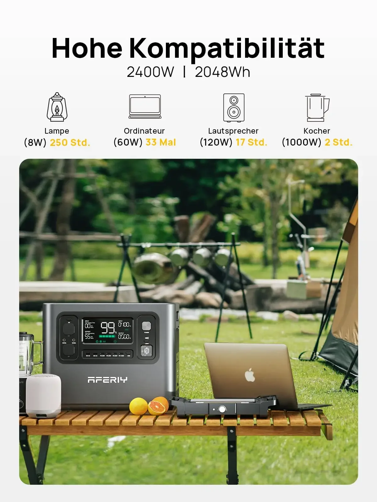 Estación de energía P210 2400W portátil para pesca deportiva - imagen 5