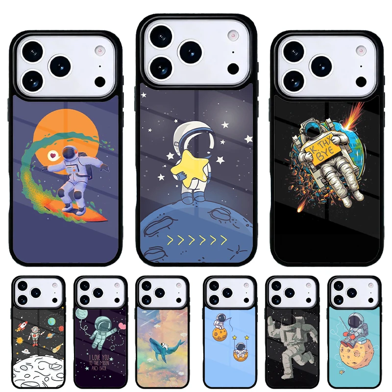 Funda iPhone Astronauta Estrellas – 16e 15 14 13 12 11 Pro Max