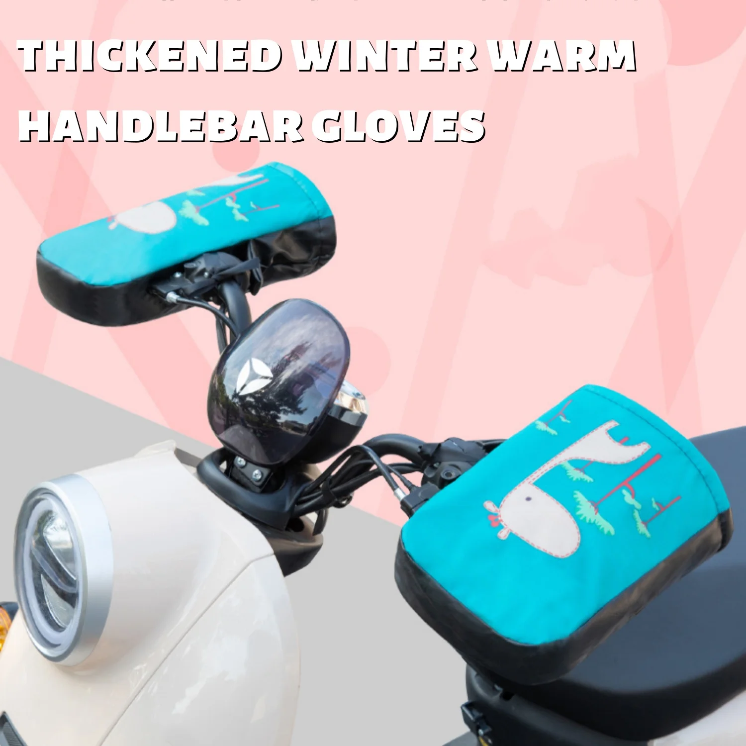 Guantes de manillar de invierno 2025, guantes de manillar de terciopelo con patrón de dibujos animados de felpa gruesa para bicicleta, motocicleta, accesorios de ciclismo - imagen 4