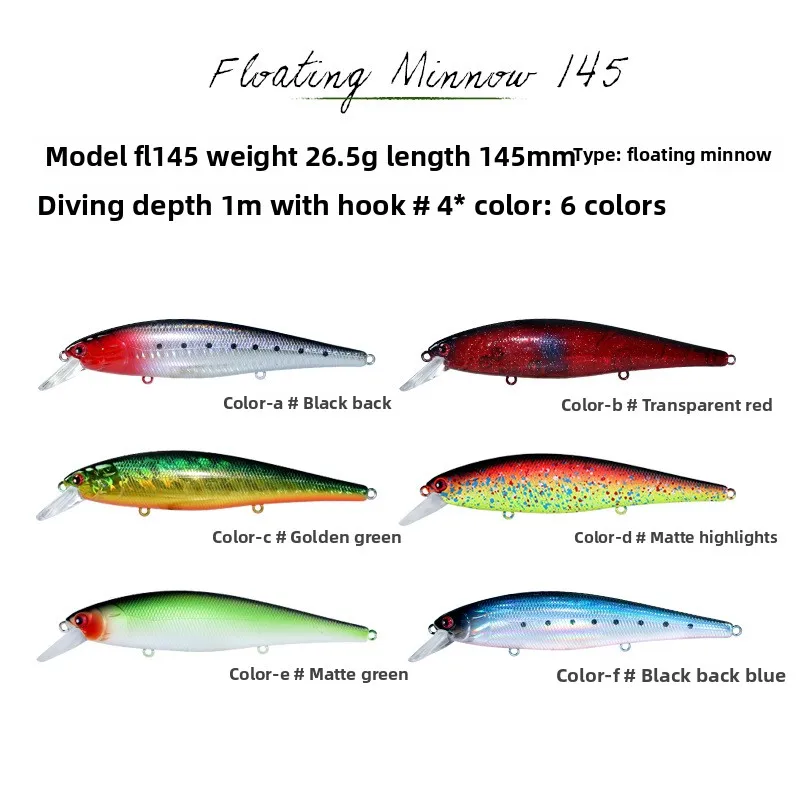 Señuelo crankbait flotante 145mm 26.5g para lubina y lucio - imagen 3