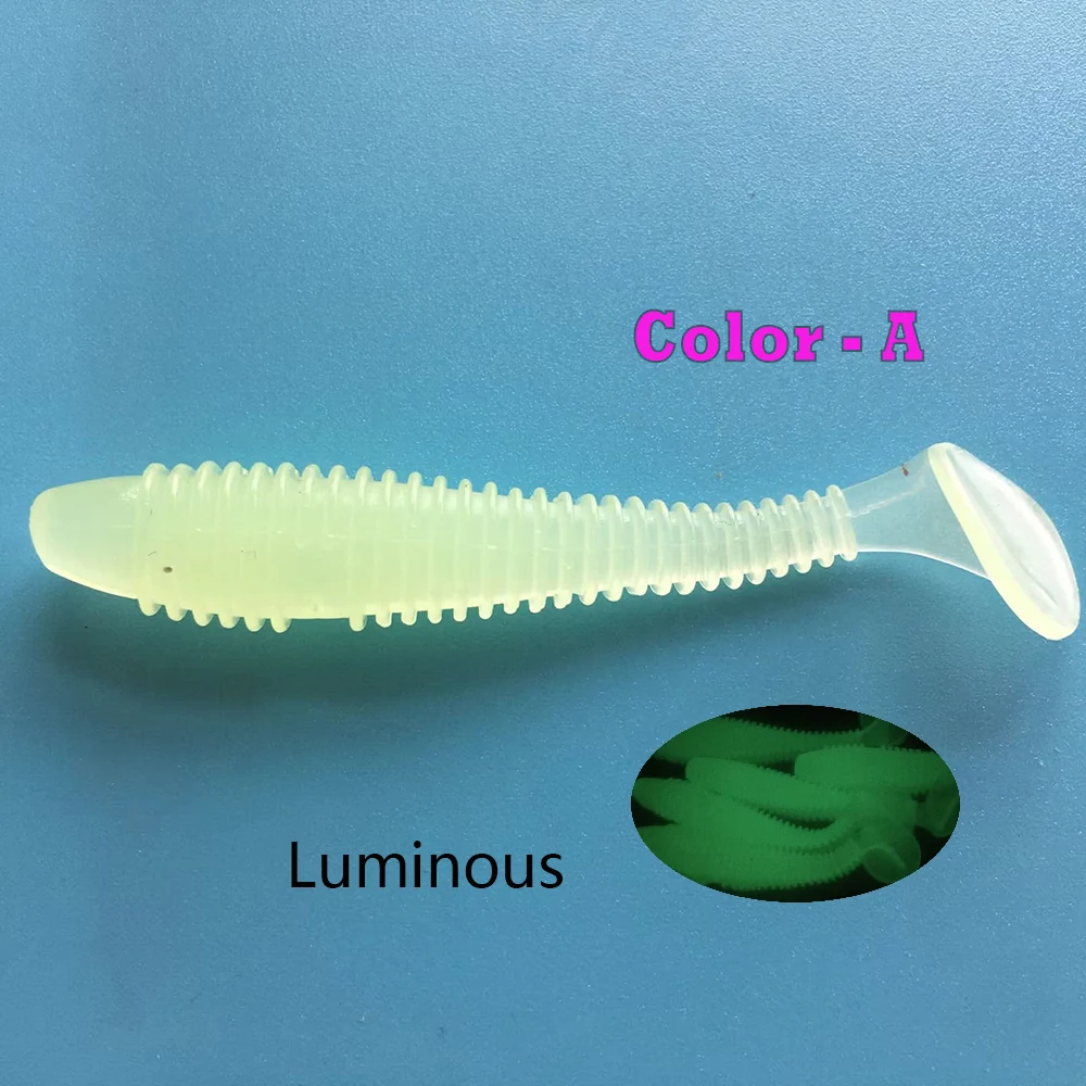 Señuelos blandos de pesca de silicona, cebo Artificial de cola de paleta de 7,5 cm, gusano oscilante, Swimbait, Wobbler para lubina, trucha - imagen 4