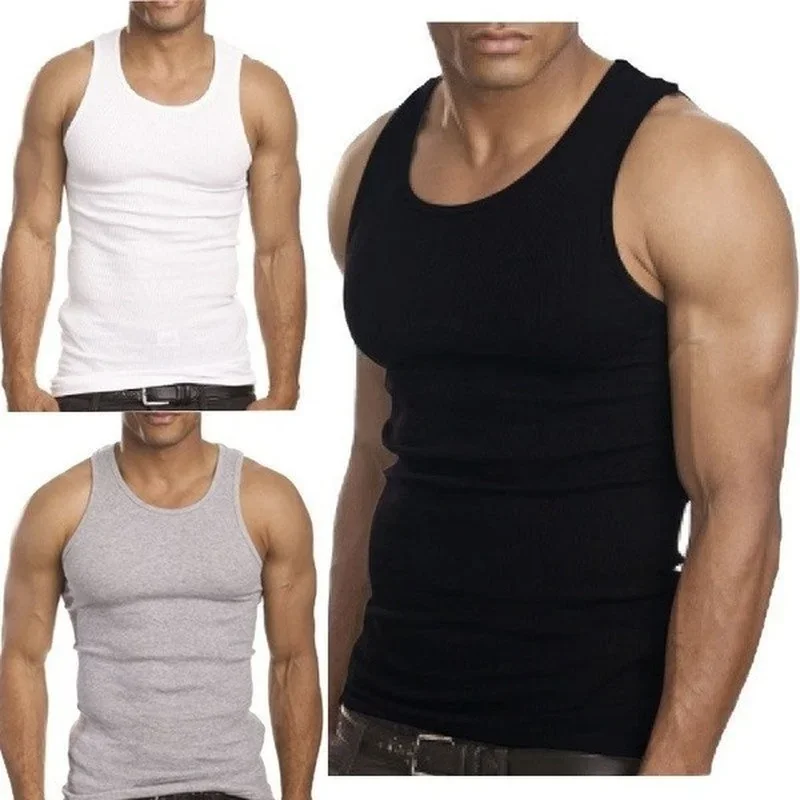 Chaleco de algodón para hombre, chaleco para gimnasio, chaleco para correr, camiseta sin mangas con cuello redondo, chalecos para gimnasio y Fitness, medias de compresión adelgazantes para verano