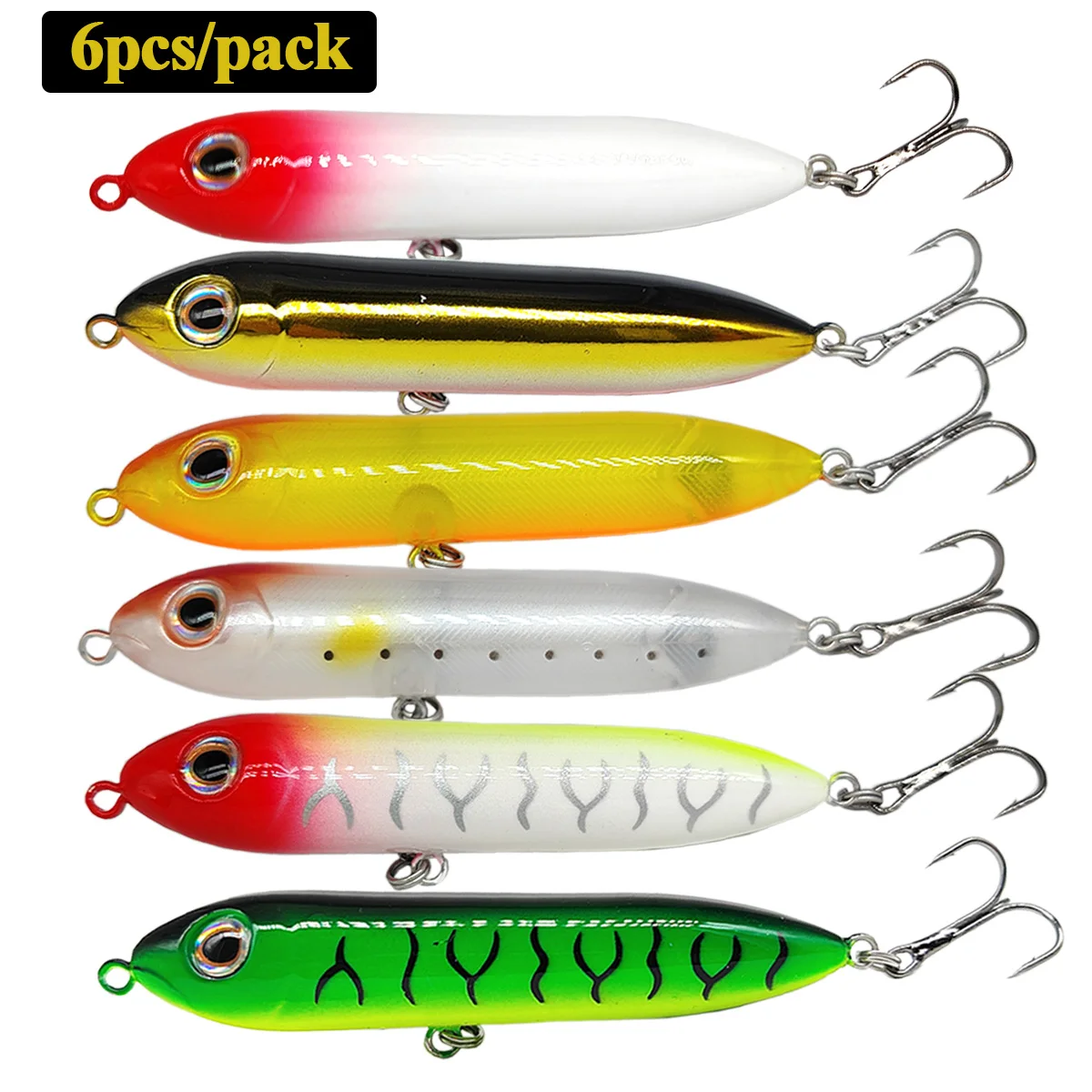 6 uds señuelo Topwater caminan el perro cebo de pesca Lucio trucha cebo flotante de agua dulce - imagen 2