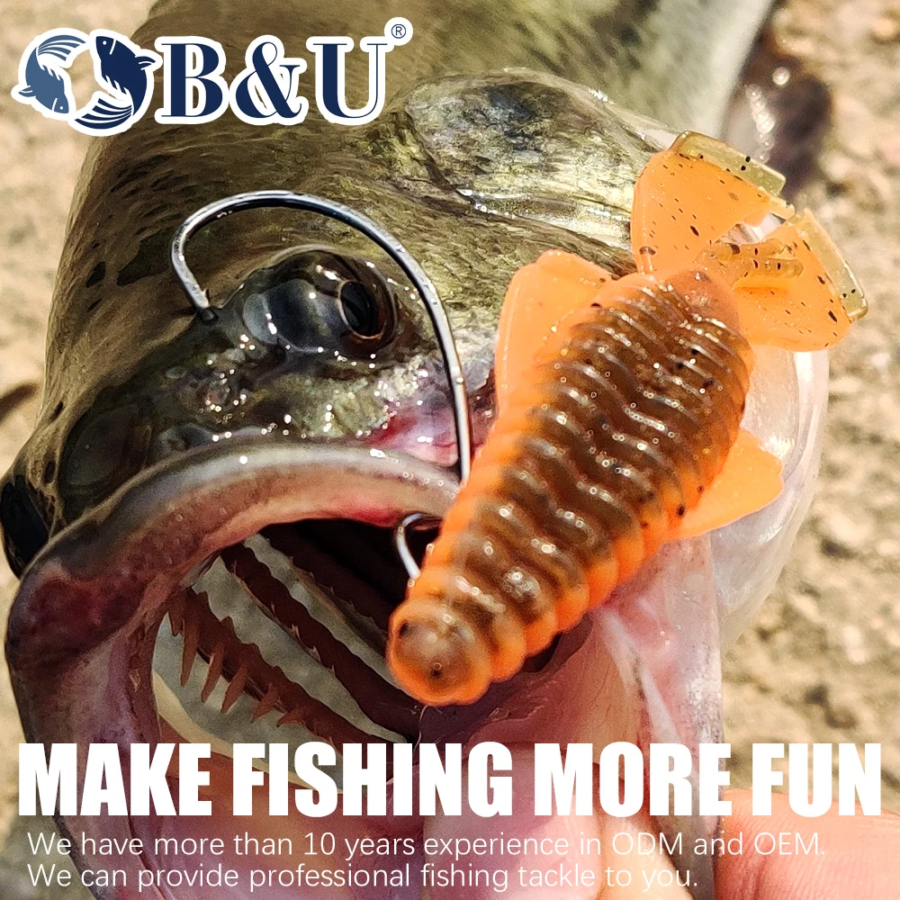 B & U RGBUG 76mm 120mm pesca señuelo suave Jig Wobblers Swimbait cebos de silicona camarones lubina perca señuelo Artificial Craws cebo - imagen 3