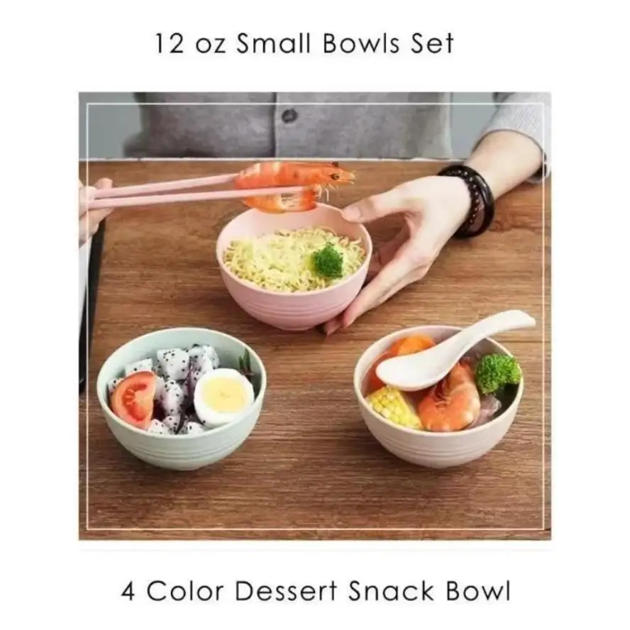 Cuenco de sopa de plástico y paja de trigo para hogar - imagen 4