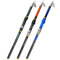 Caña de pescar de fibra de vidrio de 2,7 M, caña de pescar telescópica de roca, aparejos de pesca