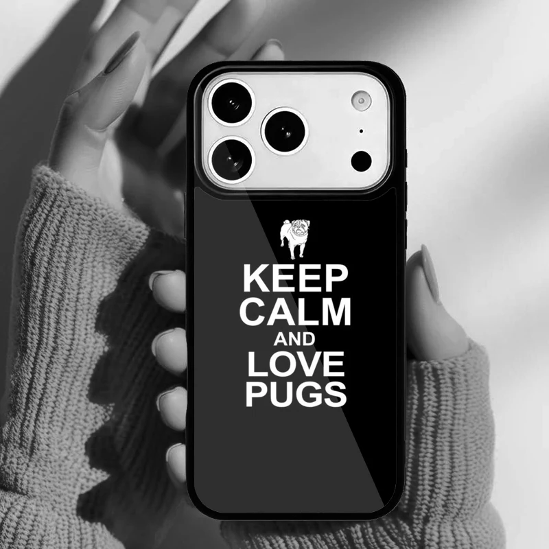 Vista trasera de la funda con diseño de pug