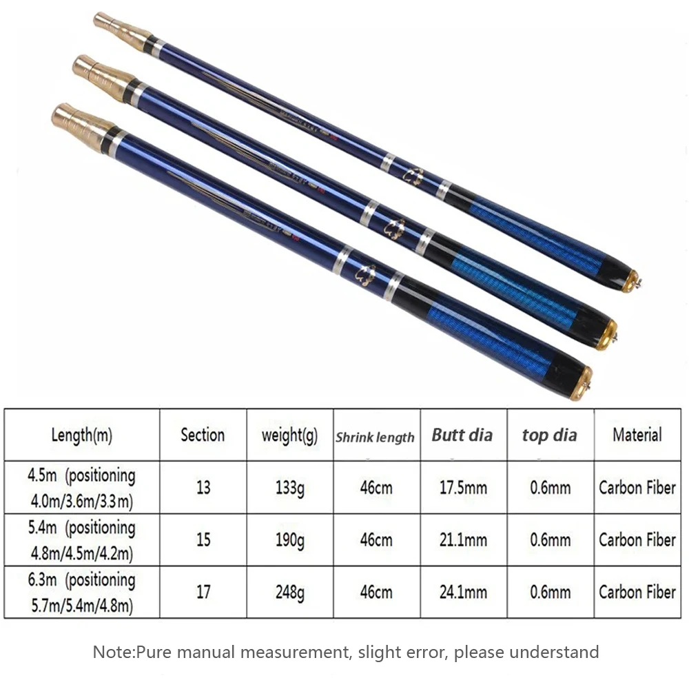 Cañas de pescar de carpa de 4 posiciones de fibra de carbono, caña de pescar telescópica de 3,6-7,2 M, accesorio duro ultraligero, cañas de pescar de mano - imagen 3