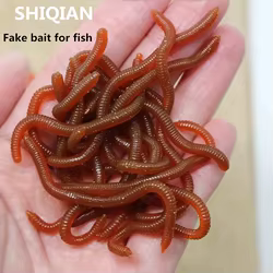 Olor de pescado realista al aire libre, simulación de cebo suave rojo, versos de tierra, gusanos rojos, cebo de pesca artificial, cebo de equipo de pesca