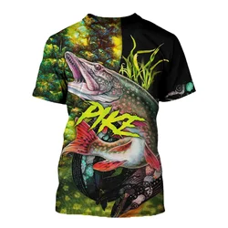 Camiseta de Pesca con Estampado 3D – Manga Corta, Unisex