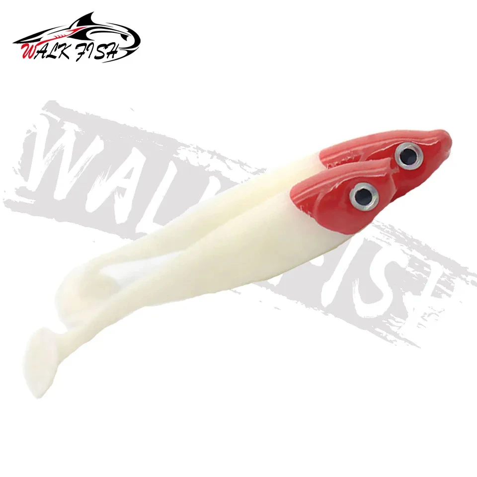 WALK FISH 5 uds 7cm 2,1g cola en T Rockvibe cebo suave Artificial 3D ojo de pez gusano Wobbler cebo para Jig Head señuelo de pesca depredador - imagen 2