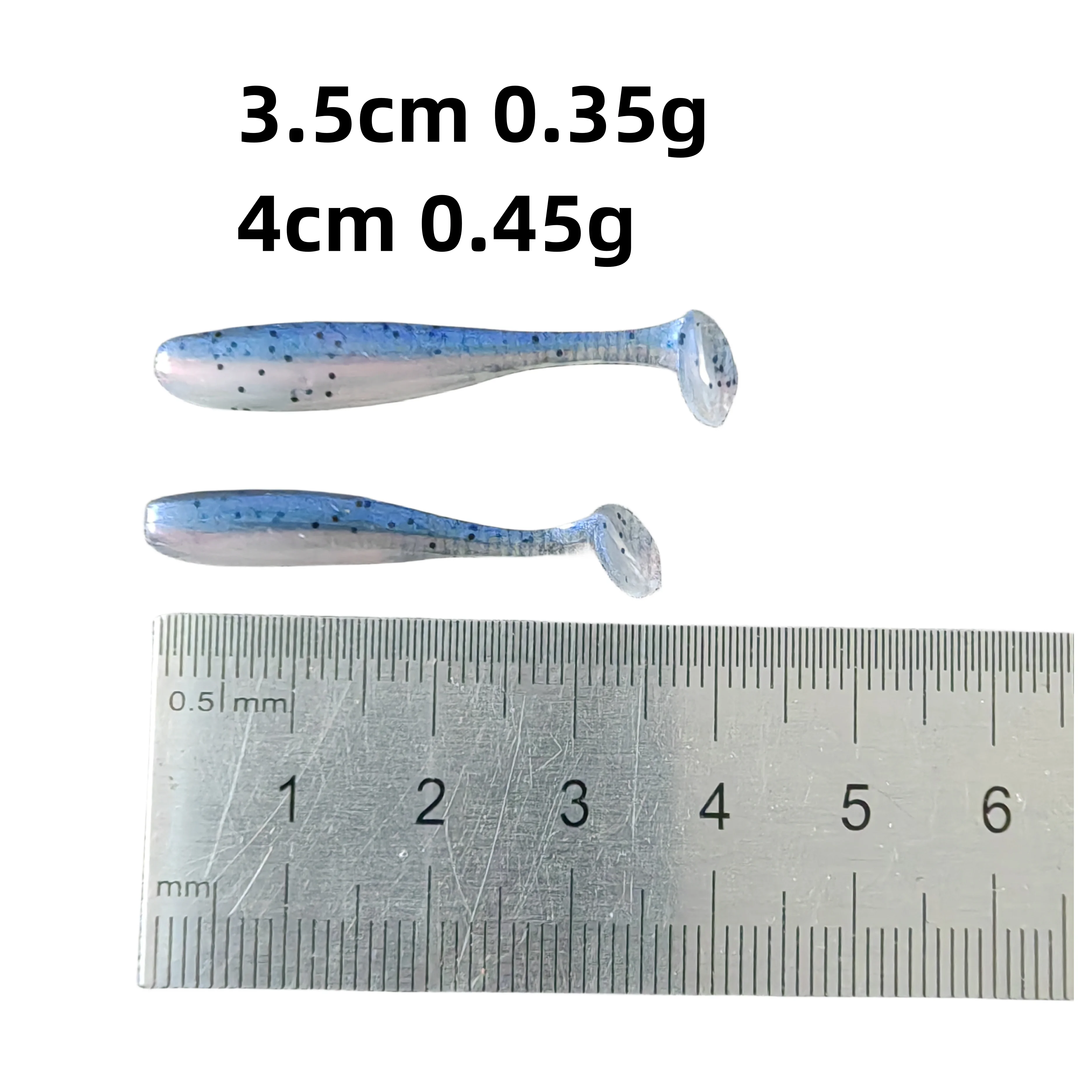 MUKUN 20 piezas Micro Señuelos de Pesca blandos 0,35g/35mm cola en T señuelo de gusano pequeño cebo Artificial Jig Wobblers lubina aparejos de pesca - imagen 4