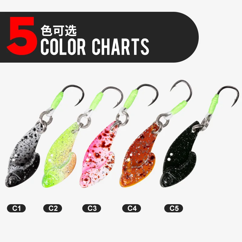 OBSESSION ST012 5 unids/set VIB Mini señuelo de pesca 2,5g 25mm plantilla de Metal hundimiento anzuelos de hoja giratoria vibración cebo duro Artificial - imagen 3