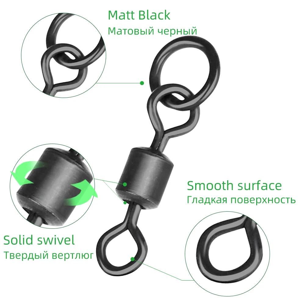 DNDYUJU 50-100 Uds. Pesca de carpa negra mate giratorios pesca Chod pelo Ronnie Rig accesorios pesca para aparejos de pesca de carpa - imagen 5