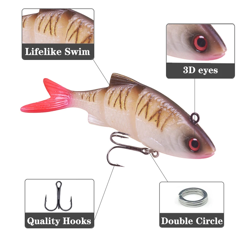 Cebo suave de silicona multiarticulado, 12cm, 31g, Wobblers que se hunden, señuelo de Pesca de 3 segmentos, Swimbait para Lucio, lubina, trucha, aparejos de Pesca, 1 ud. - imagen 4