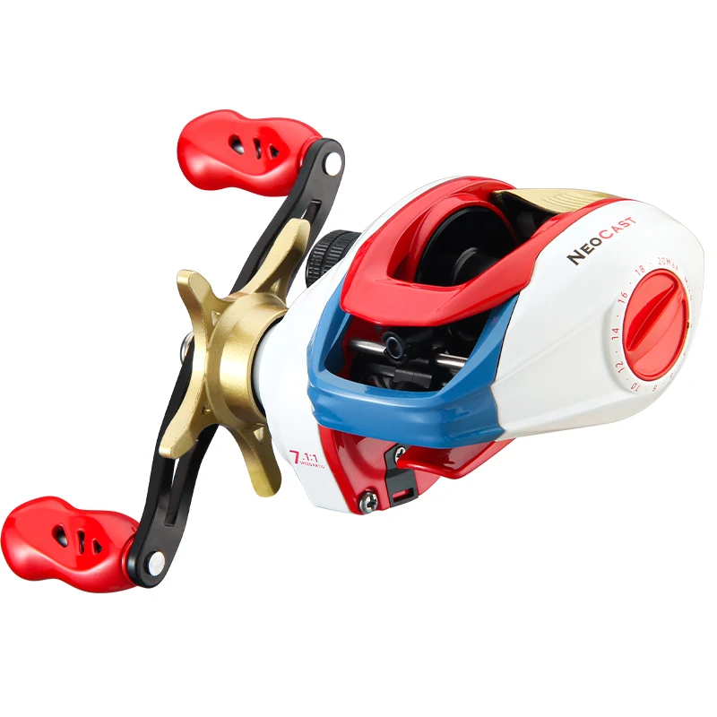 Carrete de Baitcasting HAUT TON NC200, 3 + 1 rodamientos de Metal, relación de engranaje 7,1: 1, arrastre máximo ultraligero de 5KG para carrete de pesca de agua dulce y salada