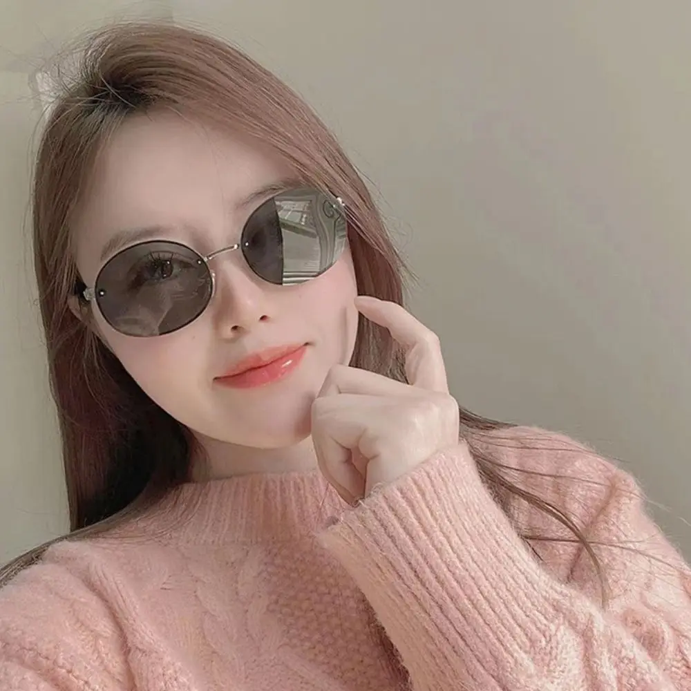 Gafas de sol Retro con protección UV, lentes de sol con montura ovalada, color negro, decoración para exteriores, para conducir - imagen 2