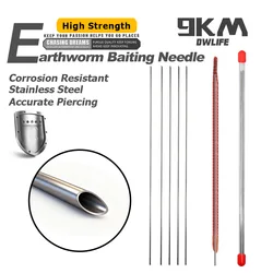 Aguja de cebo de lombriz de 9KM, 5-20 piezas, aguja de cebo de gusano, aparejo de taladro de acero inoxidable, aparejo de cebo, herramienta de pesca hueca para carpa