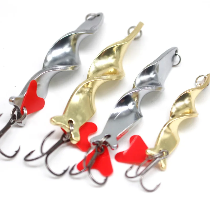 1 Uds Trolling Spinning espiral cucharas largas de fundición señuelo de pesca Spinner 10g 14g 21g 28g Metal Jigbait Red Hear lentejuelas - imagen 5