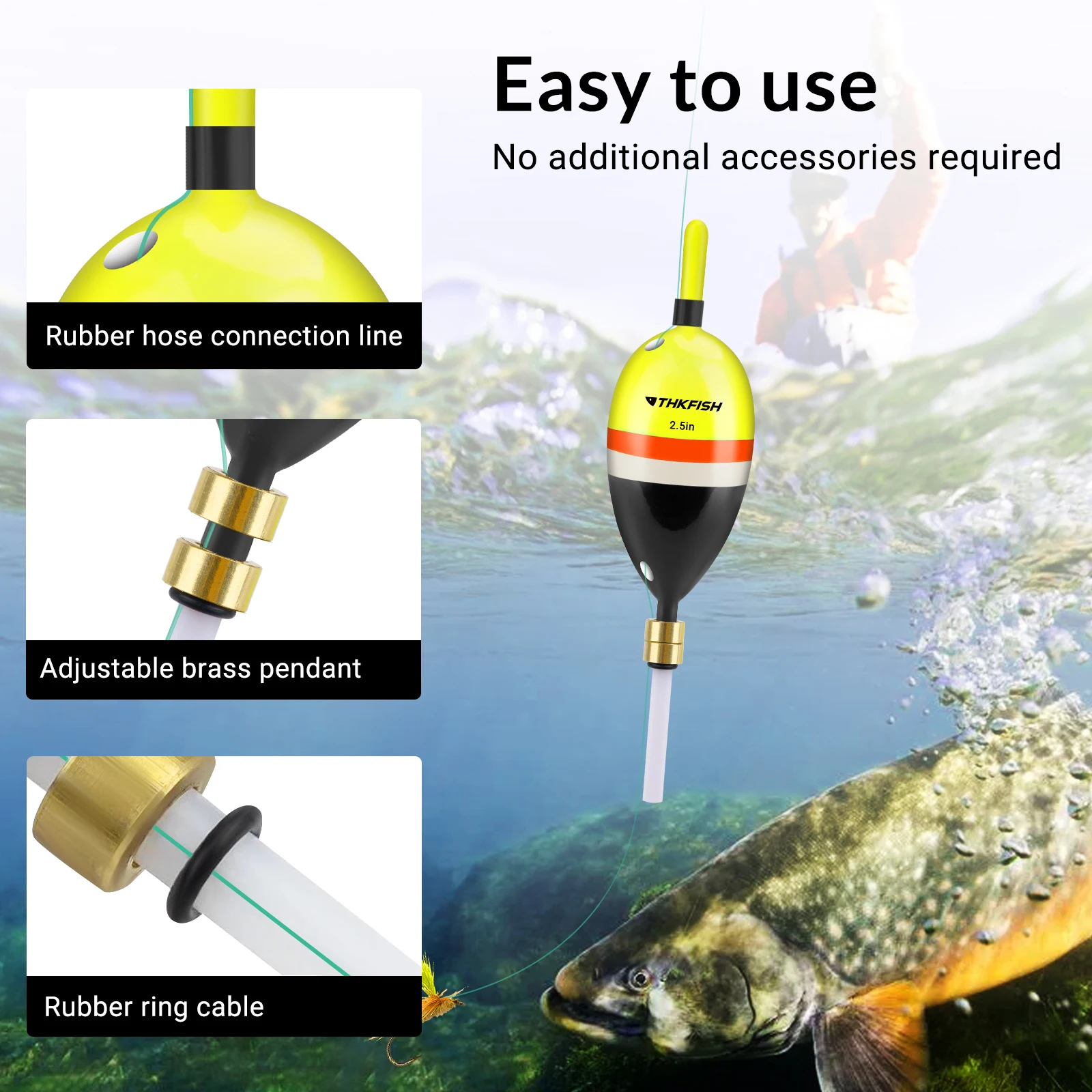 THKFISH Flotadores de Madera Crappie, Walleye y Salmón – 1.5‑2.5″ lubina - imagen 4