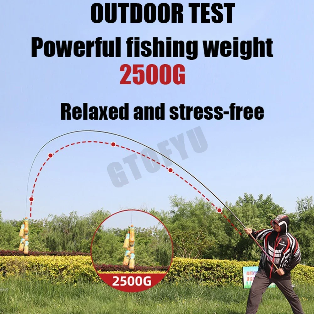 Caña de pescar telescópica de 2,7 M/4,5 M/5,4 M/6,3 M/7,2 M/8M/10M, depósito de carbono, caña de pescar para estanque, caña de pescar de mano de fibra dura súper ligera - imagen 5