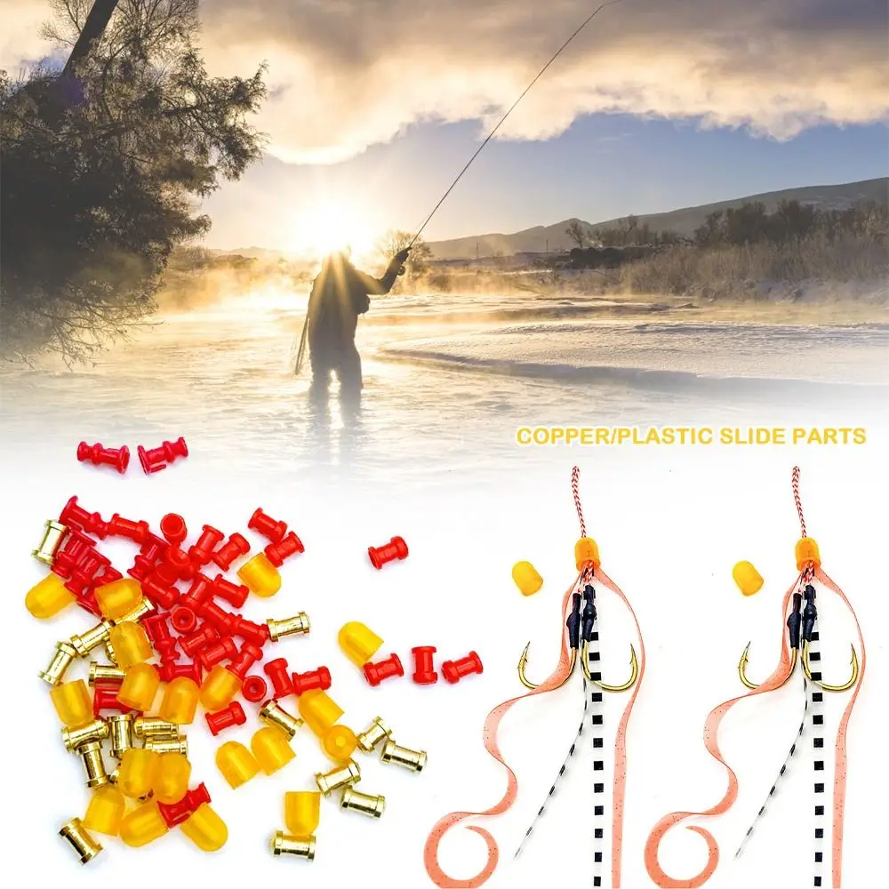 30 Uds. Equipo de pesca de agua salada, piezas deslizantes de cobre/plástico, faldas de pargo de goma, hilo de silicona Buzzbait, 6 tipos - imagen 5