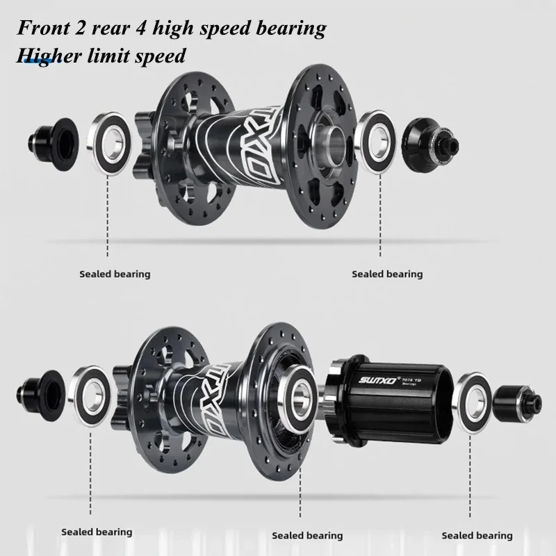 Eje de barril de buje de bicicleta, liberación rápida, 6 garras, sonido 120 veces, bicicleta de montaña, freno de disco de cuatro rodamientos, 6 clavos, 32 orificios - imagen 4