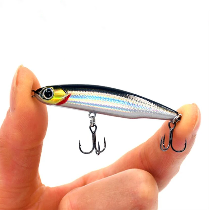 Señuelo de Pesca de lápiz que se hunde, 1 piezas, Wobblers, 5cm, 3,5g, Mini cebo duro de Metal Artificial, plantilla 3D, ojos, Pesca, trucha, aparejos de Pesca - imagen 3