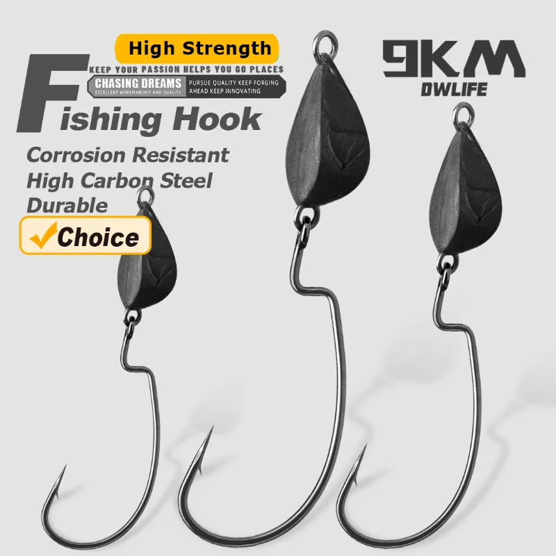 Ganchos de cabeza de anzuelo de 9KM, 10 ~ 30 Uds., anzuelos de pesca Ewg, anzuelo de aparejo Texas, anzuelos de gusano compensados de espacio amplio, anzuelo de señuelo suave para pesca de lubina - imagen 5