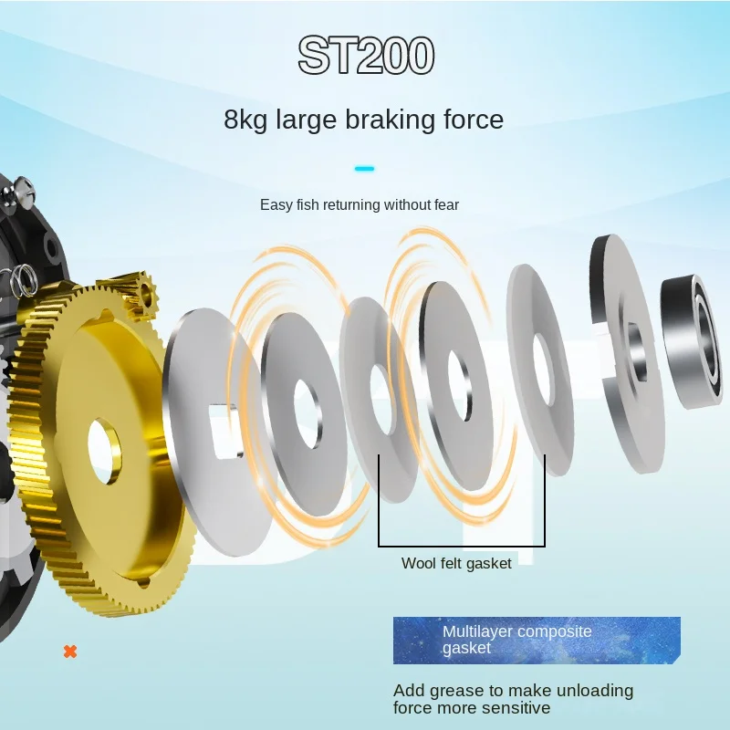 BILLINGS serie ST, relación de transmisión 6,3: 1, arrastre máximo de 18lb, carrete de Baitcasting, para agua dulce y salada - imagen 4