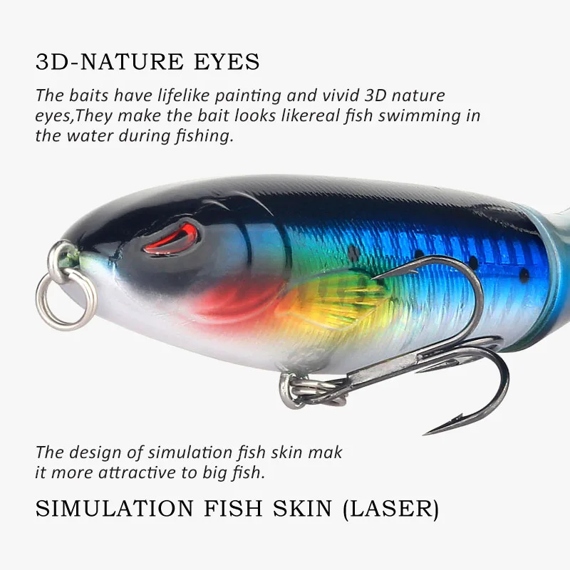 Fstk-Tractor de superficie de agua, cebo duro de plástico, lápiz de vibración rápida, señuelo de pesca Whopper Popper - imagen 5