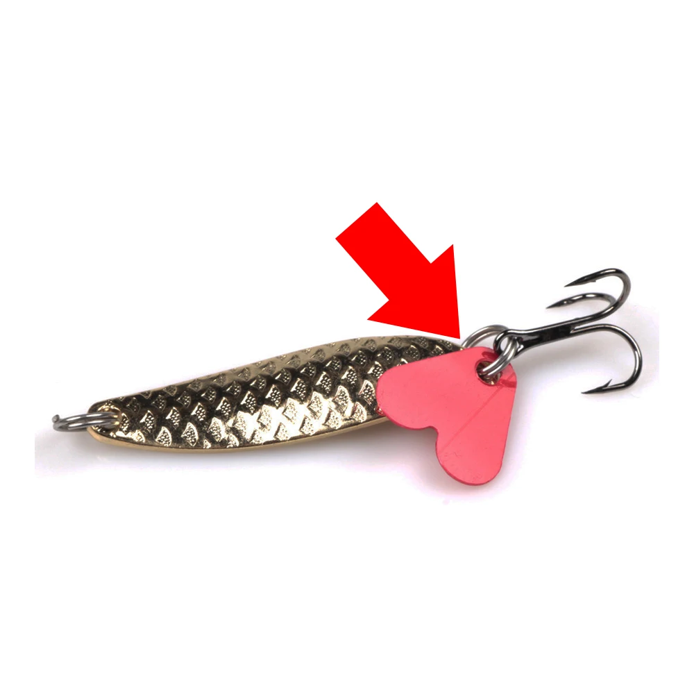 Cola de pez de plástico con forma de corazón rojo, 50 piezas, S/M/L, cebo falso con purpurina, Luya, accesorios de montaje, tentación - imagen 3