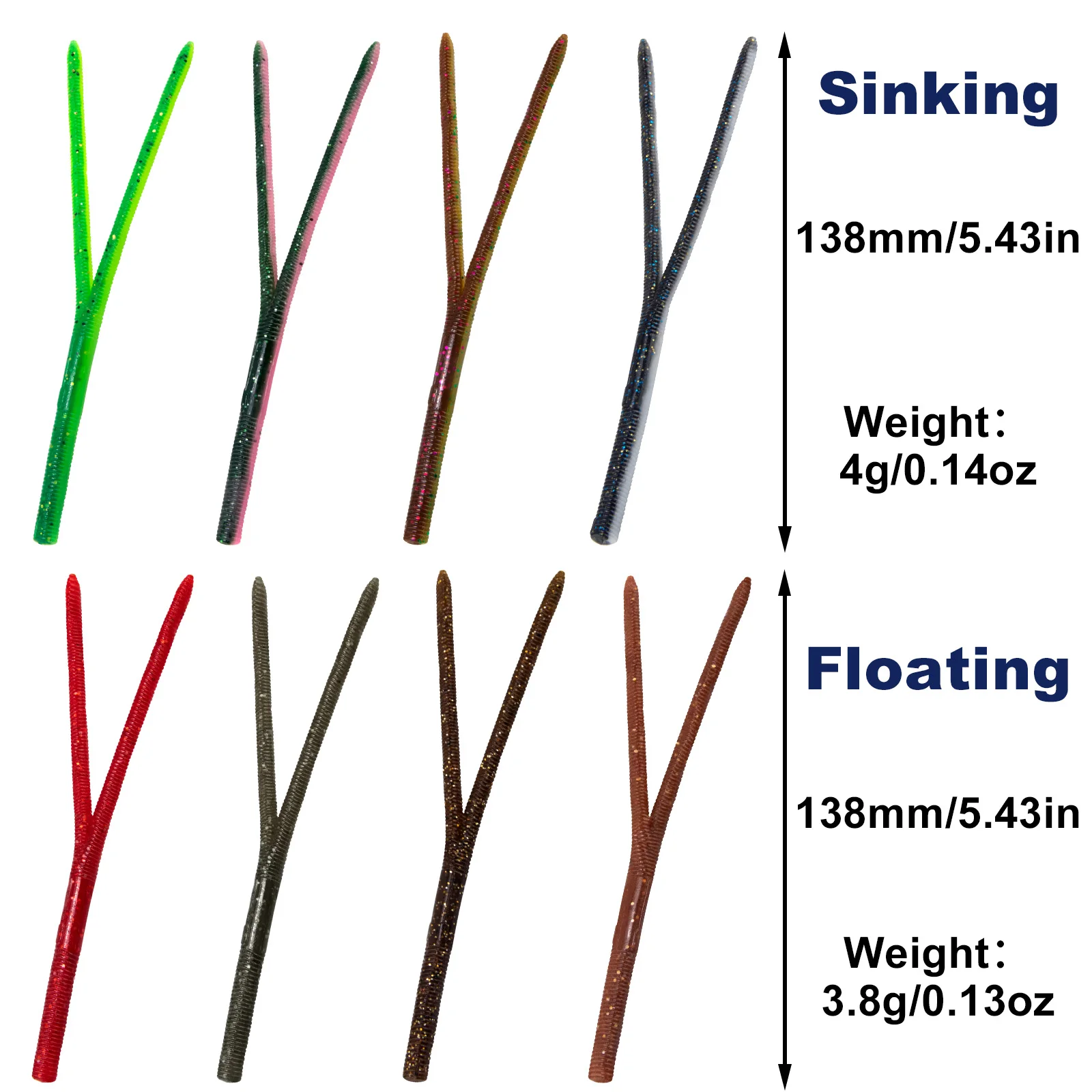 10 Uds palo de cola doble señuelo suave 138mm 3,8g 4g gusano señuelo de pesca de silicona lubina aparejos de pesca Swimbaits hundimiento flotante - imagen 5