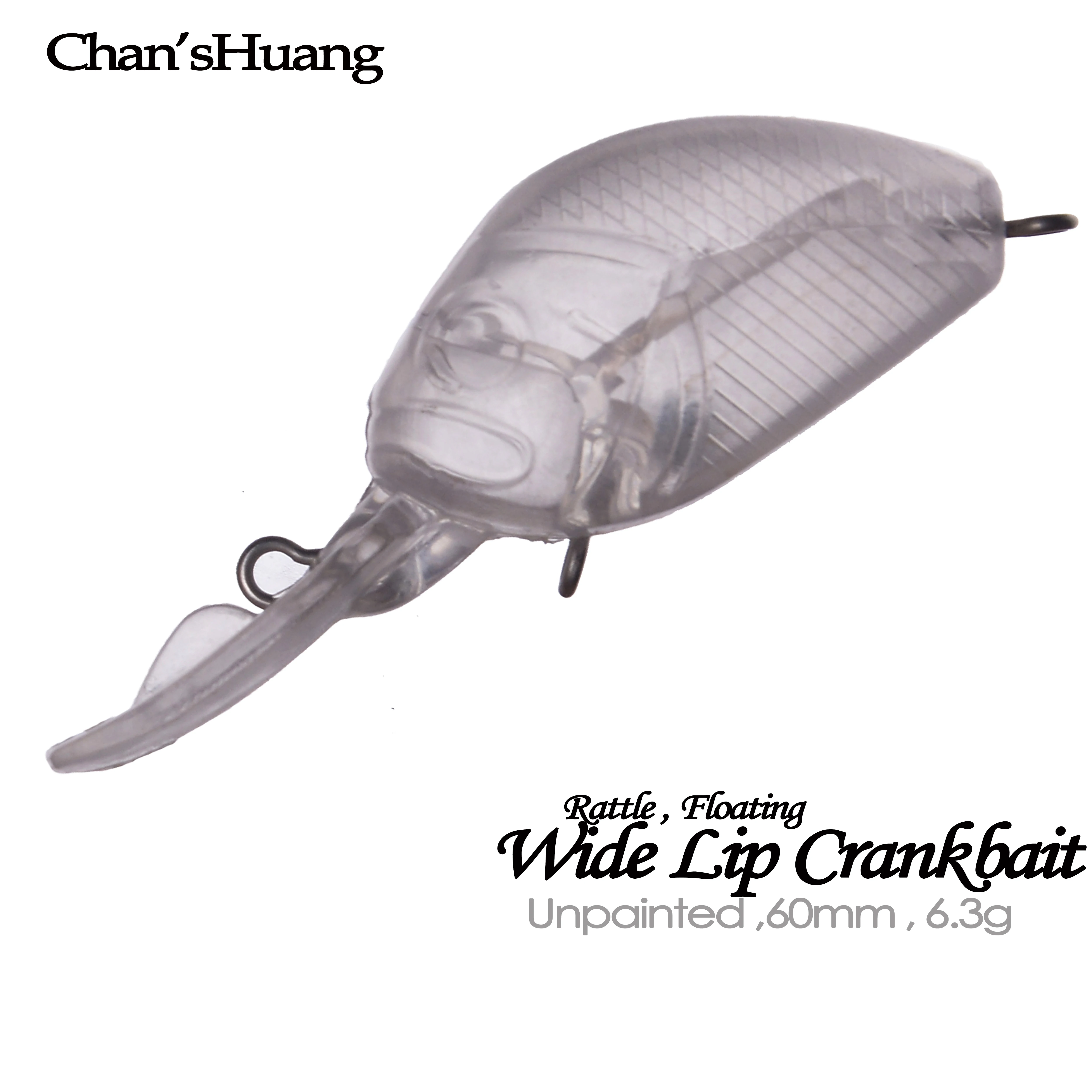 Chan'sHuang 20 piezas cebo en blanco sin pintar 6,2g/60mm de ancho labio Crankbait sonajero flotante señuelo de pesca Artificial