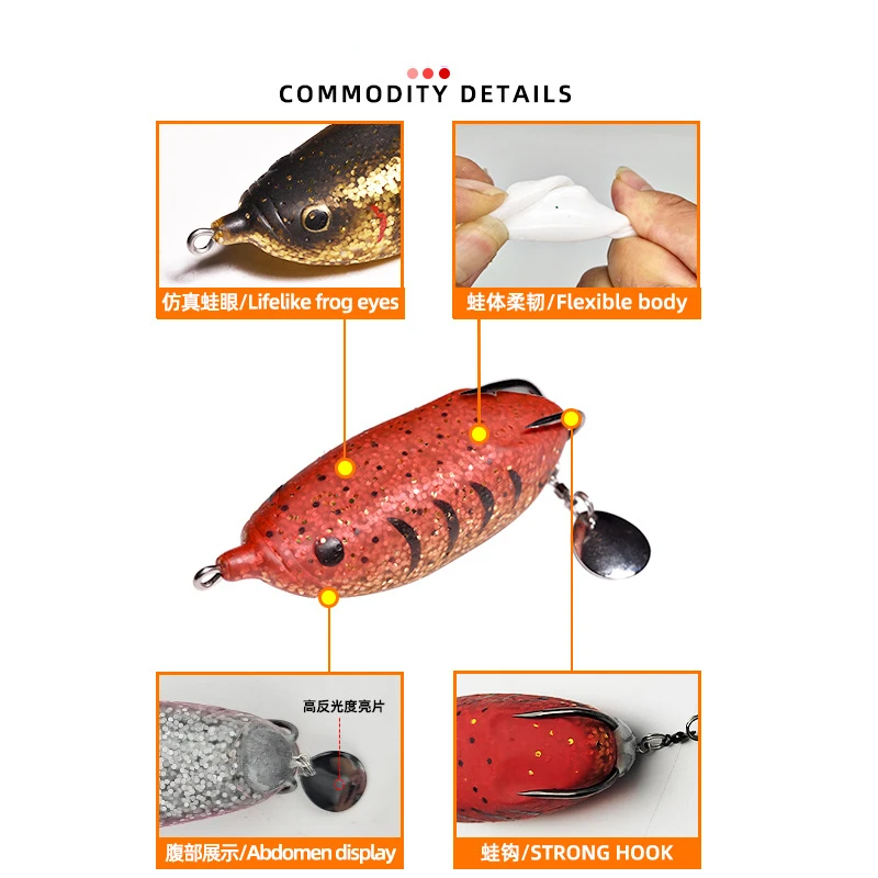 Lura-Cebo de rana negra, cebo de pez de fundición de larga distancia, doble anzuelo, 22g - imagen 3