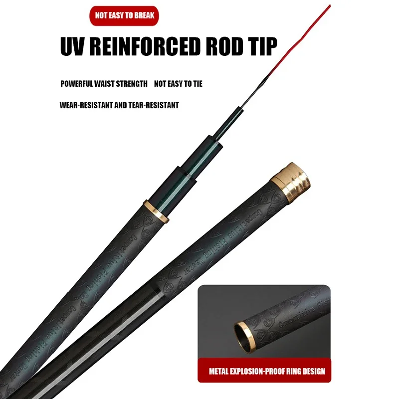 Caña de pescar dura súper ligera 8H28, caña de agua dulce y salada de alta calidad, caña de mano telescópica de carbono de 3,6 m/10m para carpa - imagen 4