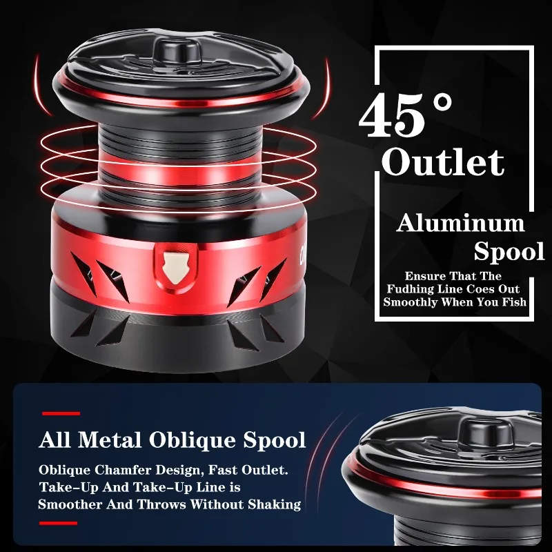 Combo de Pesca giratorio Sougayilang, 1,8 m, 1,98 m, 2,1 m, caña de pescar de fibra de carbono de 4 secciones y relación de engranaje 5,2: 1, carrete de Pesca - imagen 5