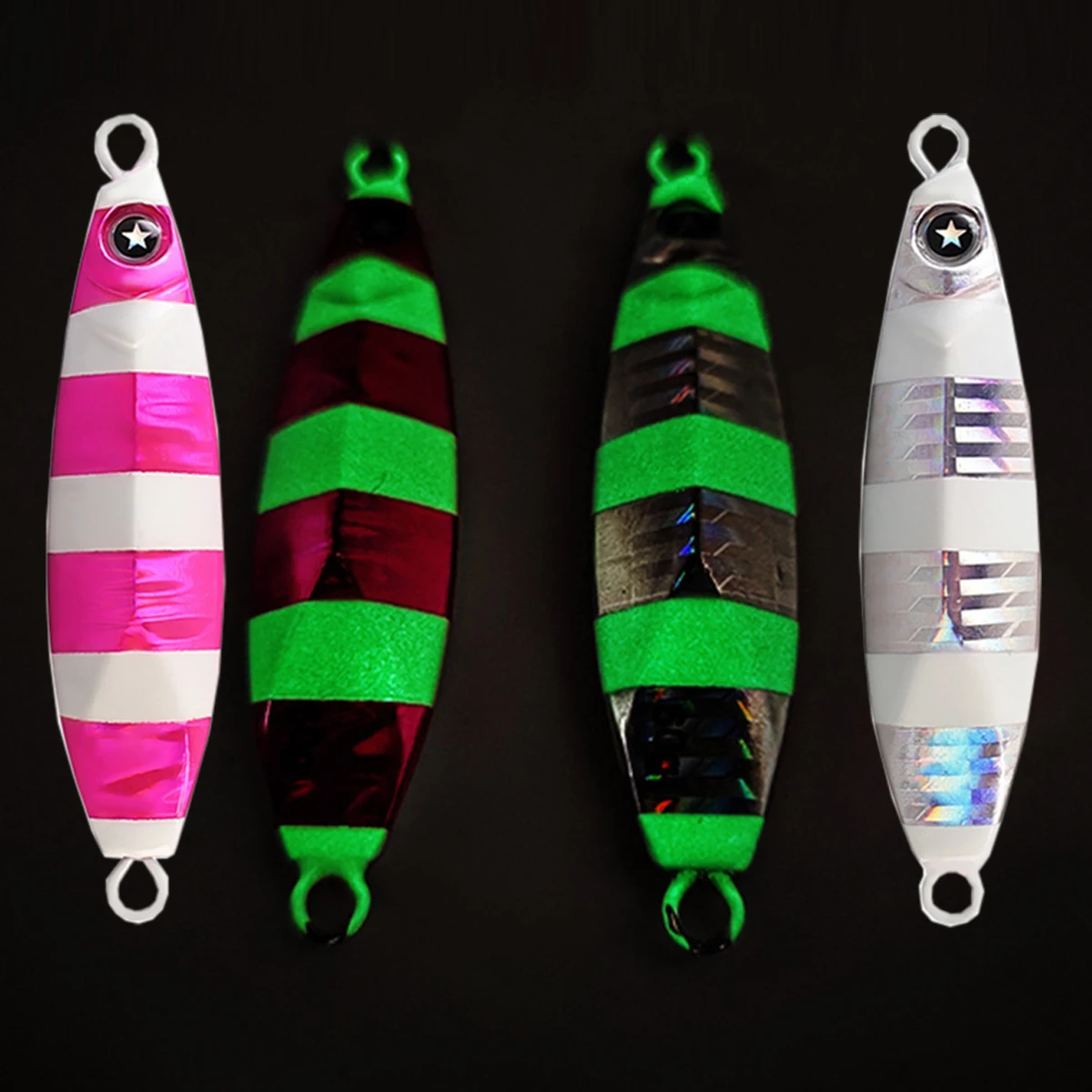 Señuelo de Jigging de Metal, 30G, 40G, 50G, 60G, señuelo de pesca de caballa, plantillas de Metal, cebos artificiales luminosos, accesorios de pesca