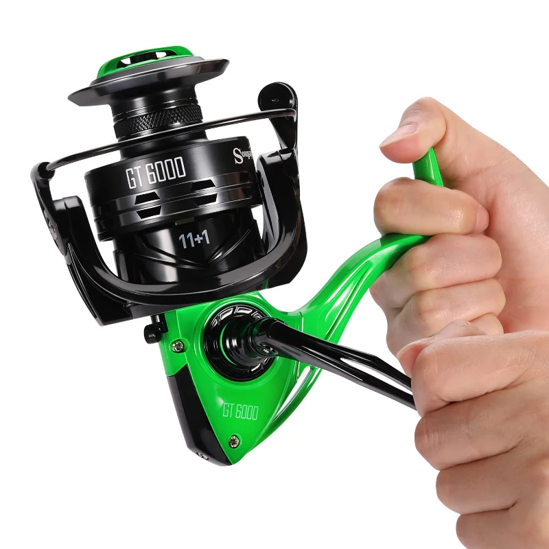 Sougayilang-carrete de pesca giratorio GT1000-6000, bobina de aluminio ligero, arrastre máximo de 10kg, para pesca de carpa y lubina, 5,2: 1 - imagen 3