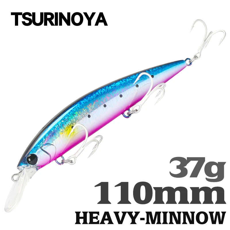 TSURINOYA-señuelo de pesca de mar de peso pesado, 110mm, 37g, máximo 80m, lanzamiento Ultra largo, pececillo que se hunde, WIZARD 110S, cebos duros artificiales - imagen 2