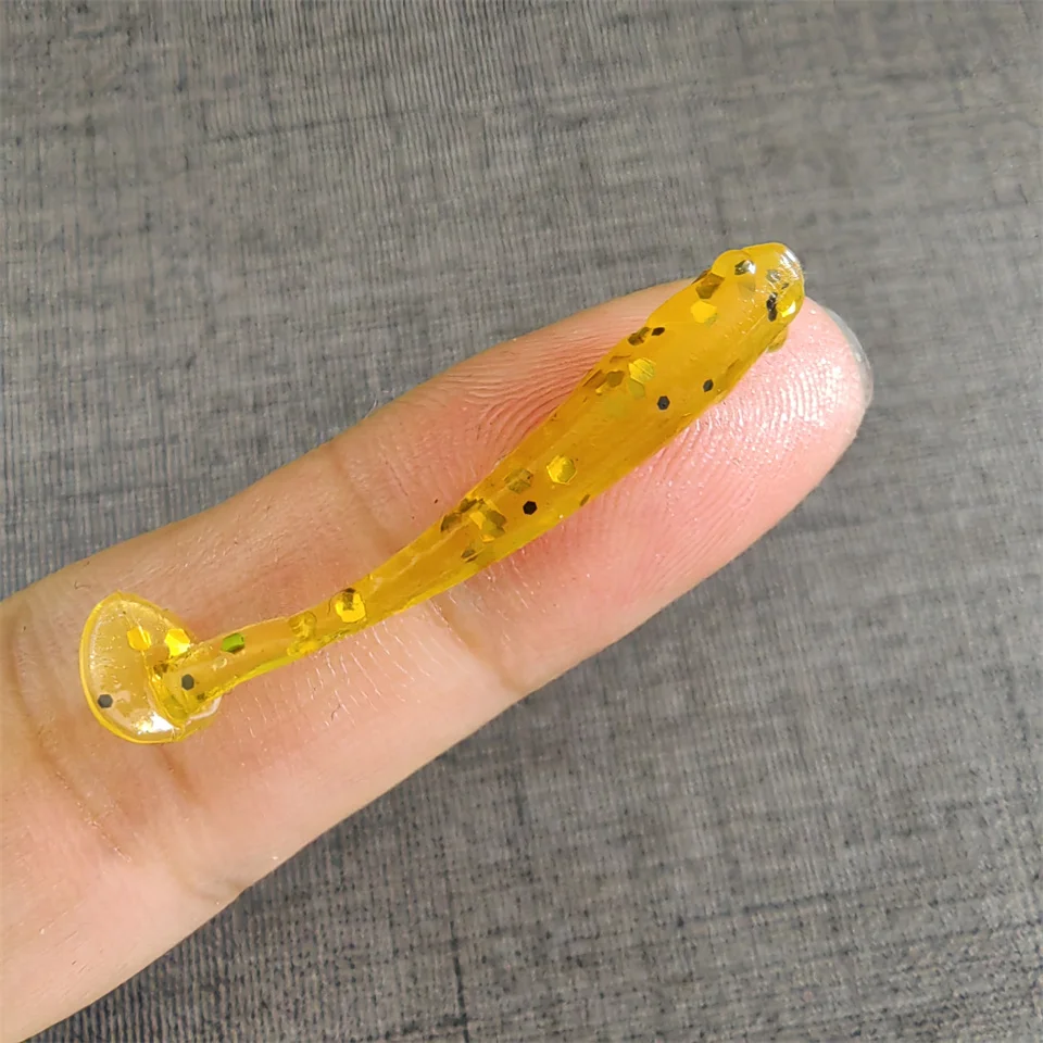 MUKUN-señuelo de pesca de gusano suave con cola en T, 0,3g, 3,5 cm, Micro cebo de PVC, Wobbler pequeño, 10 unids/lote por bolsa - imagen 3