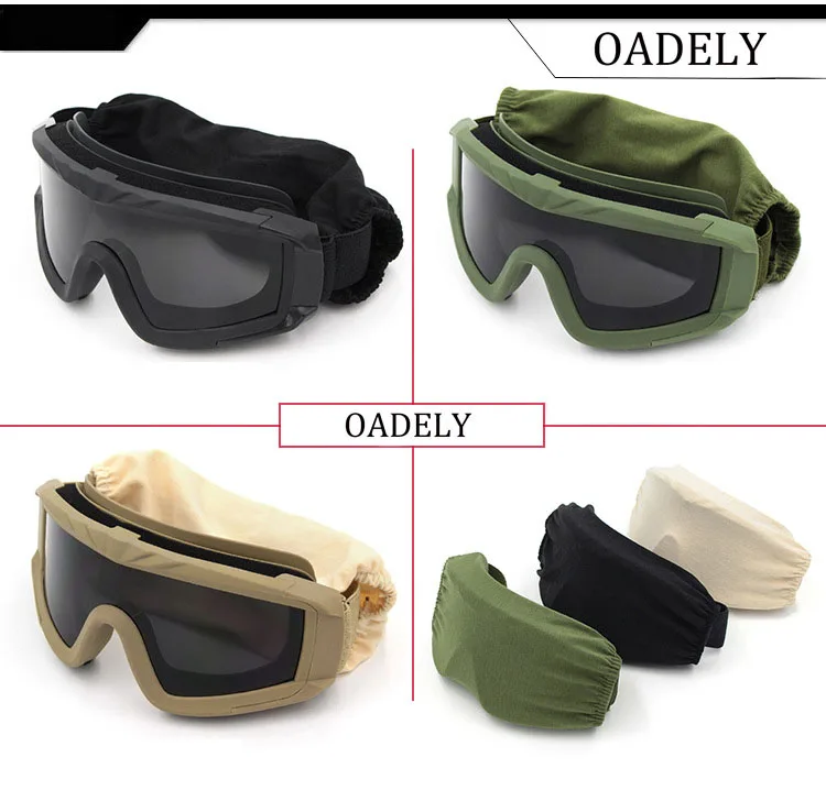 Juego de gafas tácticas de 3 lentes, a prueba de viento, a prueba de polvo, Motocross, motocicleta, gafas de montañismo, protección de seguridad militar Cs - imagen 4